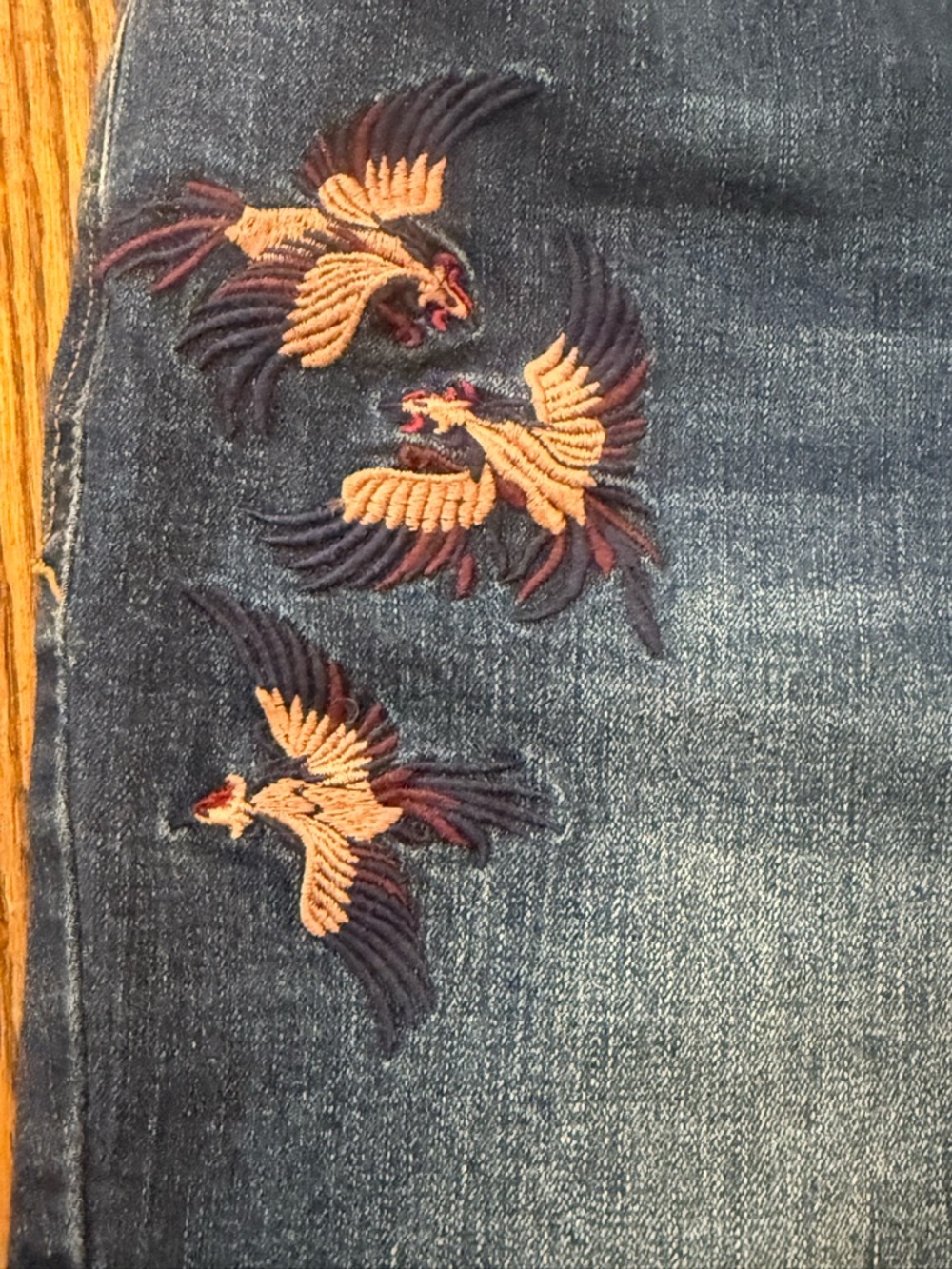Kensie Skinny Ankle Jeans Embroidered Bird Denim Sz 8 / 29 Phoenix Japanese - Picture 2 of 16